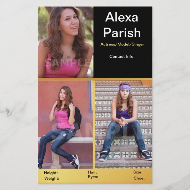 Modell för enkelsidigt komp-kort/Actor-mall Flygblad (Framsidan)