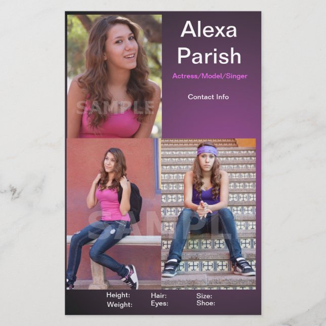 Modell för enkelsidigt komp-kort/Actor-mall Flygblad (Framsidan)