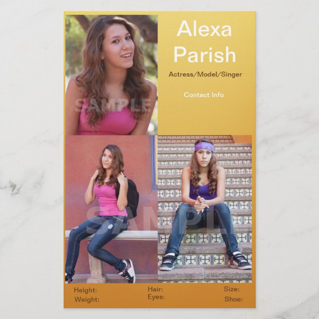 Modell för enkelsidigt komp-kort/Actor-mall Flygblad (Framsidan)