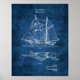 Modell för sjöbåtsblåkopia #2 Nautical Decor Poster