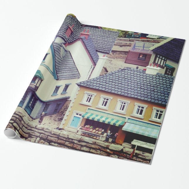 Modell kustnära byggnader presentpapper (Utrullad)