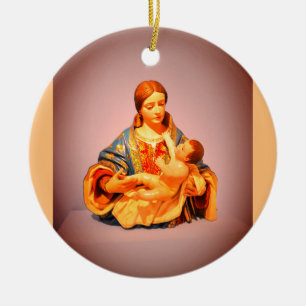 Modell Mary och Jesus Julgransprydnad Keramik