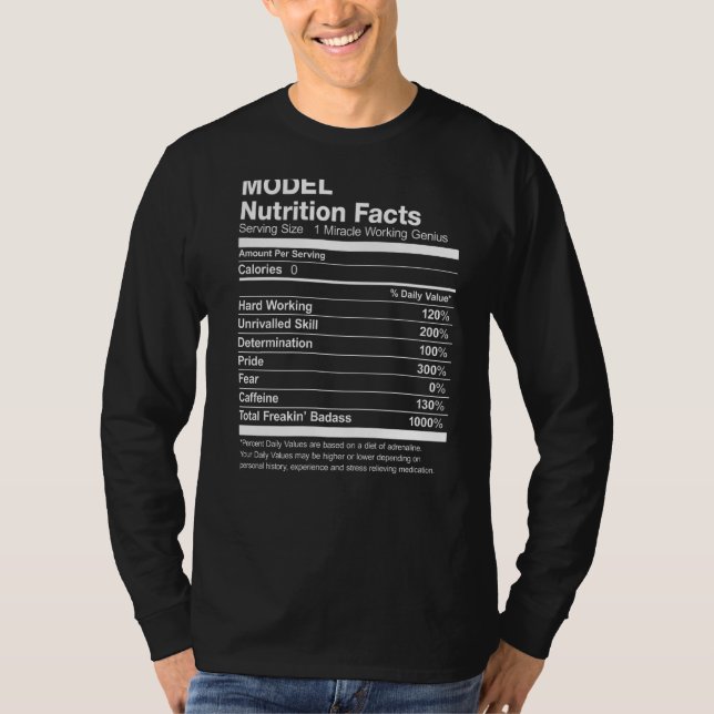 Modell Näringsfacts Funny T Shirt (Framsida)