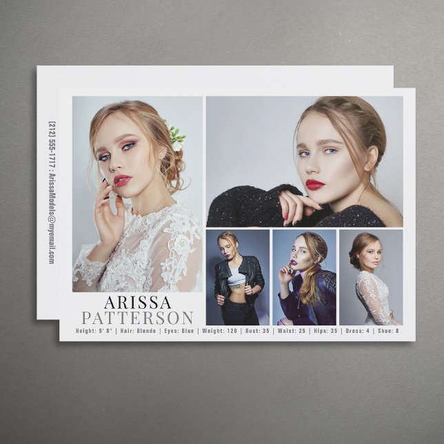 Modell Skådespelare Comp-kort 6 Foto 5x7 Inbjudningar (Available in high quality print or digital download for quick messaging, email or self printing.)