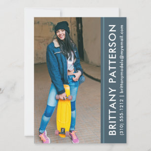 Modell Skådespelare Foto Pro Comp Card Blå Inbjudningar