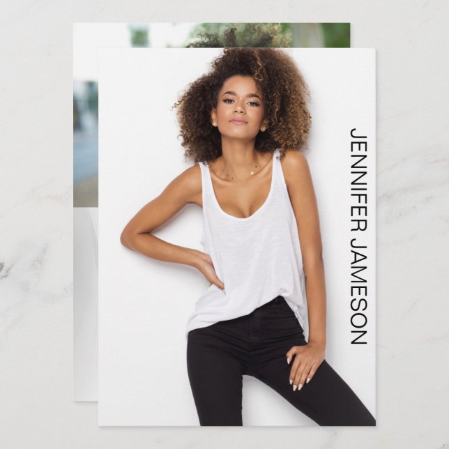 Modell/ Skådespelare Komp-kort | 3 Bilder och QR-k Inbjudningar (Fram/baksida)