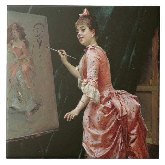 Modell Skapar MisChief (av Raimundo de Madrazo) Kakelplatta (Framsidan)