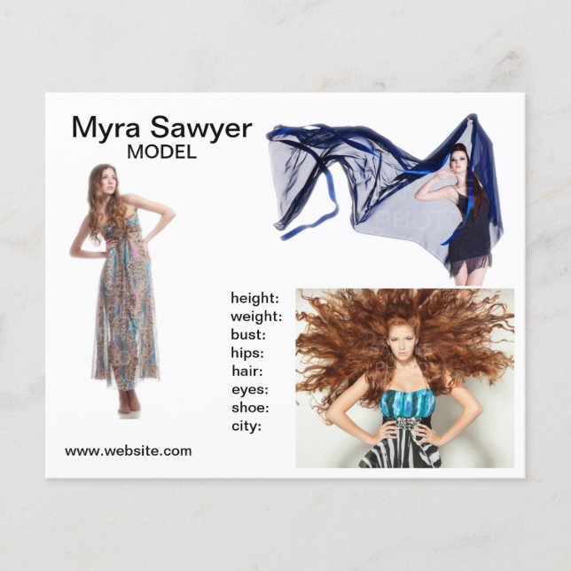 Modell Zed-kort - Ladda upp foton Flygblad (Framsidan)