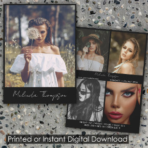 Modellens Actress Modelling Comp Card 5 fotoskript Inbjudningar