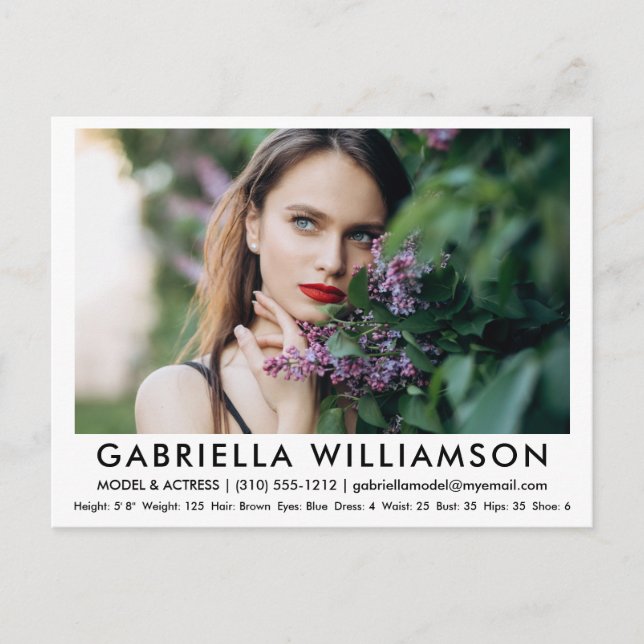 Modellens kompositkort - fotovitt vykort (Framsida)