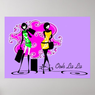 Modeller som handlar med lila rosa-flickor poster