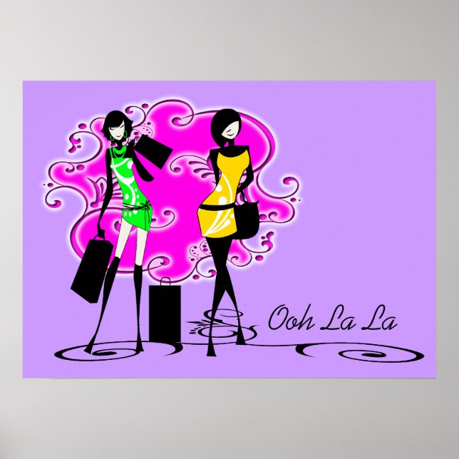 Modeller som handlar med lila rosa-flickor poster (Framsidan)