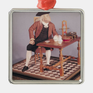 Modellera av Benjamin Franklin på hans bord Julgransprydnad Metall