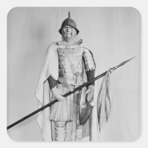 Modellera av en Carolingian cavalryman Fyrkantigt Klistermärke