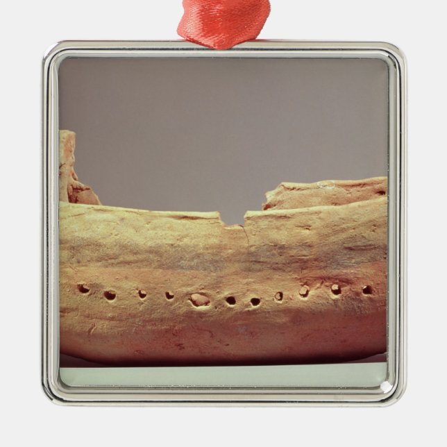 Modellera av ett fartyg med ett kickpoopdäck julgransprydnad metall (Framsidan)