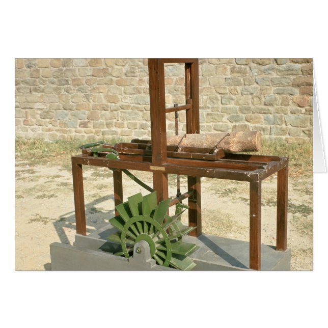 Modellera av ett hydrauliskt sågar hälsningskort (Framsidan Horizontal)