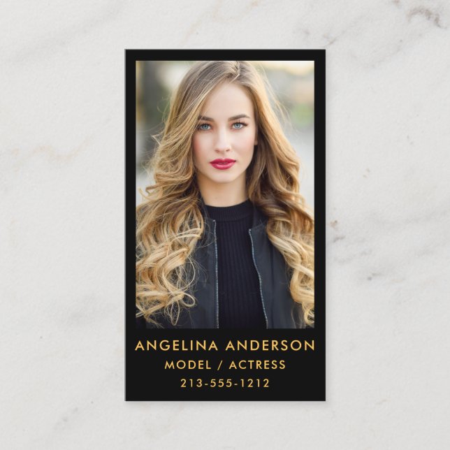 Modellera Blk för guld för skådespelarefotoet Visitkort (Framsida)