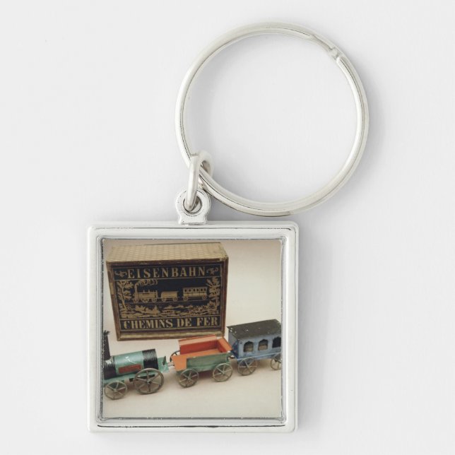 Modellera järnvägen, c.1870 fyrkantig silverfärgad nyckelring (Framsidan)