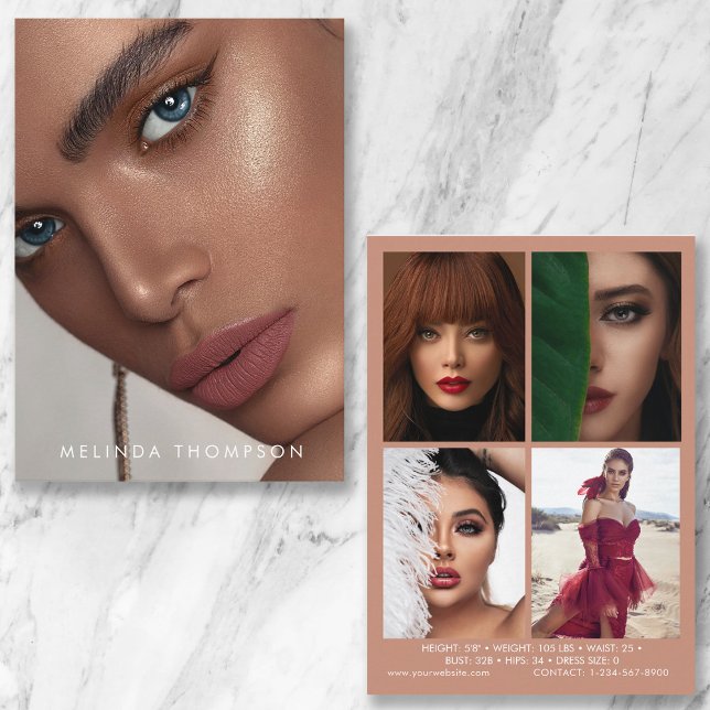 Modellering av Comp Card 5 Photo Beige Inbjudningar (Skapare uppladdad)