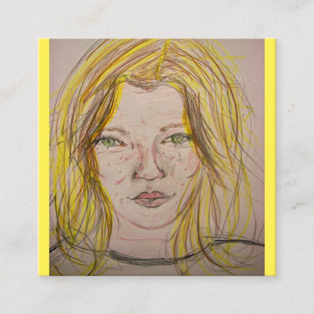 Modellflicka Fyrkantigt Visitkort (Framsida)