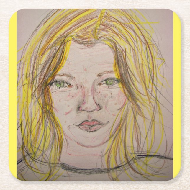 Modellflicka Underlägg Papper Kvadrat (Framsidan)