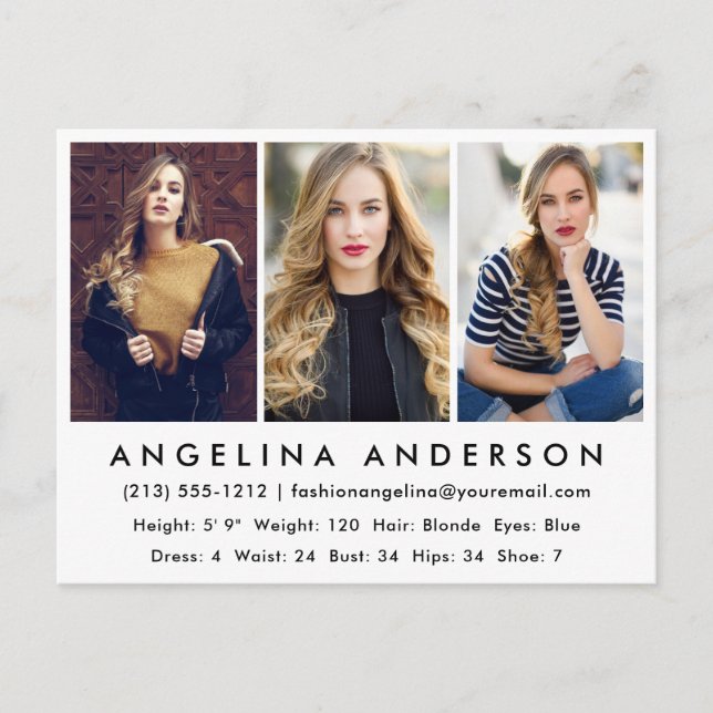 Modellfotokomprimekort - vykort (Framsida)