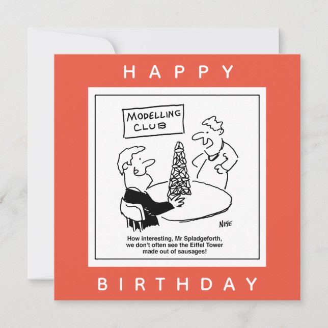 Modelling Eiffel Torn Tecknad Kort (Framsida)