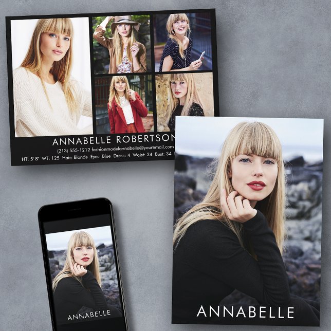 Modellkombinationskort för Modellmodell för Modell Inbjudningar (Customize to change background color, text size or text style. Available for prints and download.)