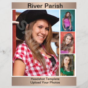 Modellmallens headshot Comp Card Reklamblad