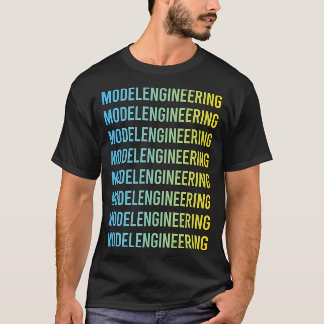 Modellteknik för blå Gult Ingenjör T Shirt (Framsida)
