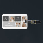 Moden 3Collage Photo & Grått Best Family Gift Bagagebricka<br><div class="desc">Moden 3Collage Photo & Grått Best Family Gift</div>