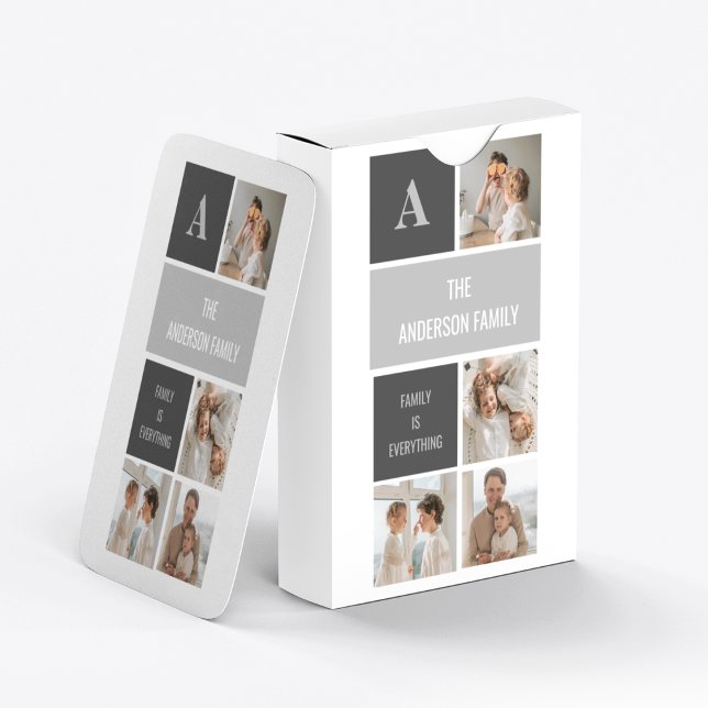 Moden 3Collage Photo & Grått Best Family Gift Casinokort (Skapare uppladdad)