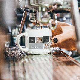 Moden 3Collage Photo & Grått Best Family Gift Espressomugg