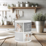 Moden 3Collage Photo & Grått Best Family Gift Frostad Glasmugg<br><div class="desc">Moden 3Collage Photo & Grått Best Family Gift</div>