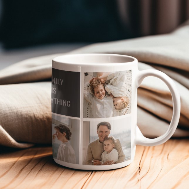 Moden 3Collage Photo & Grått Best Family Gift Kaffemugg (Skapare uppladdad)