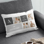 Moden 3Collage Photo & Grått Best Family Gift Lumbarkudde<br><div class="desc">Moden 3Collage Photo & Grått Best Family Gift</div>