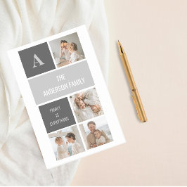 Moden 3Collage Photo & Grått Best Family Gift Post-it Block