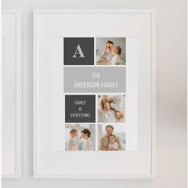 Moden 3Collage Photo & Grått Best Family Gift Poster