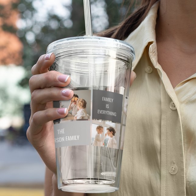 Moden 3Collage Photo & Grått Best Family Gift Take Away Mugg (Skapare uppladdad)