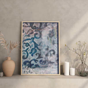 Moden Abstrakt Painting Print Azure Elegy Poster