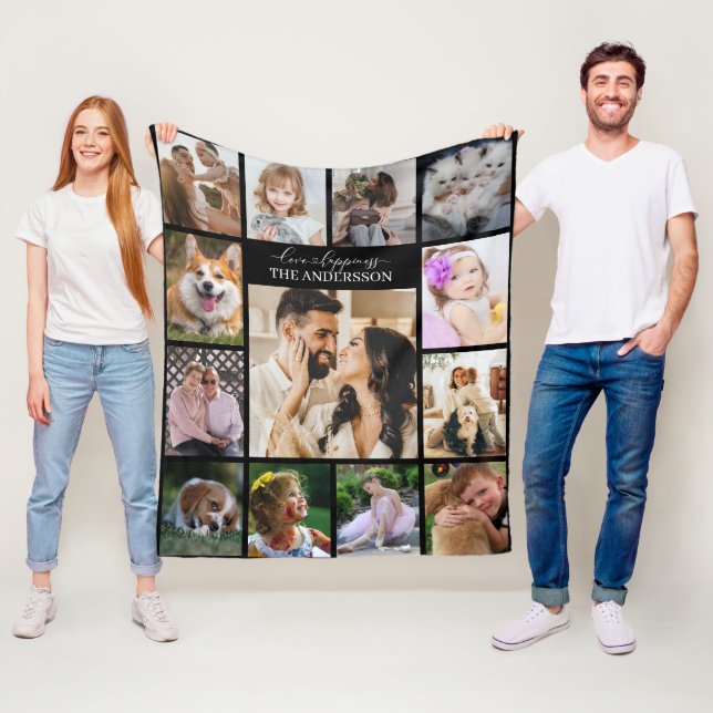 Moden Family PHOTO Collage 13 Bild och Personal Fleecefilt (På plats)