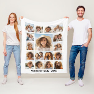 Moden, minimalt fotorutnät med 17 foton fleecefilt