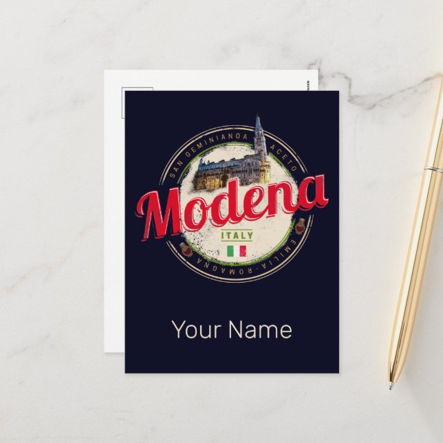 Modena Emilia-Romagna Balsamic Italien Souvenir Helg Vykort (Fram/Back In Situ)