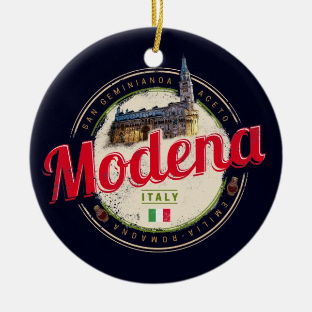Modena Emilia-Romagna Balsamic Italien Souvenir Julgransprydnad Keramik (Framsidan)