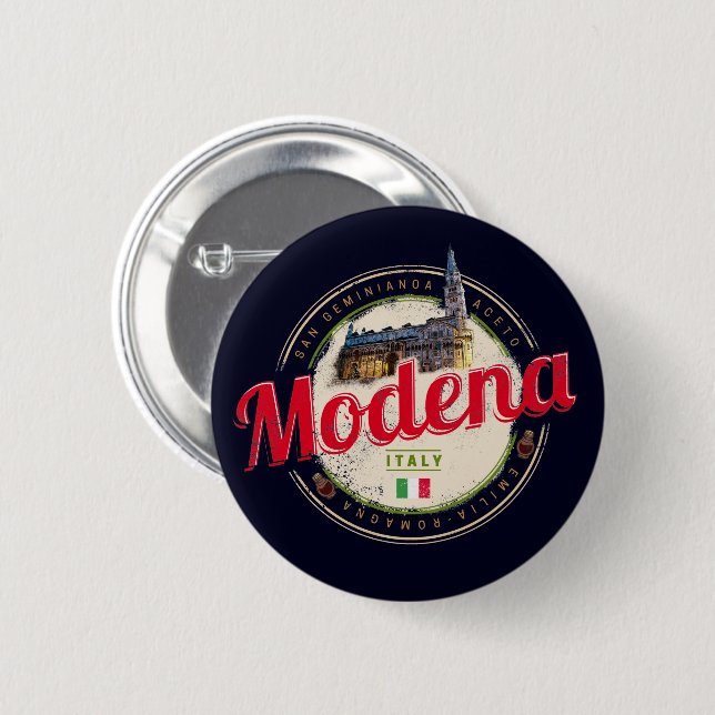 Modena Emilia-Romagna Balsamic Italien Souvenir Knapp (Framsida & baksida)