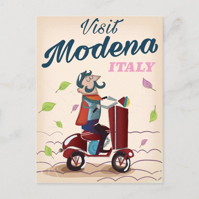 Modena Italien Scooter-reseaffisch Vykort (Framsida)