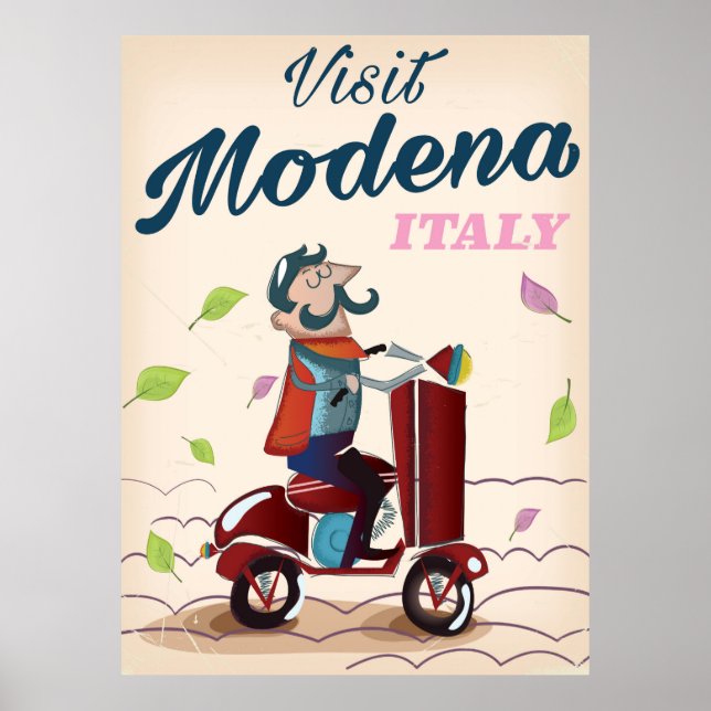 Modena Italien Scooter reseskylt Poster (Framsidan)