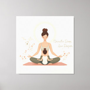 Moder Barn Yoga Meditation Konst Canvastryck