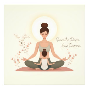 Moder Barn Yoga Meditation Konst Fototryck