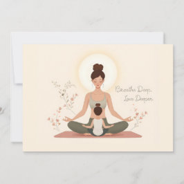 Moder Barn Yoga Meditation Konst Julkort
